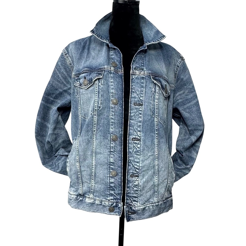 American Eagle Flex Denim Trucker Jacket Men's Large Medium Wash Stretch 2019‎